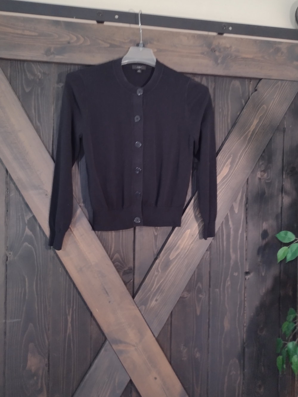J.Crew Classic Black Crewneck Button-Front Women's Sweater Size Medium